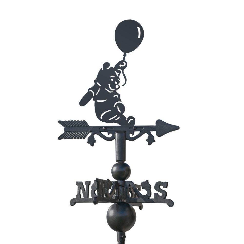 Close Up Of Cast Iron & Steel Bear & Balloon Miniature Weathervane Topper