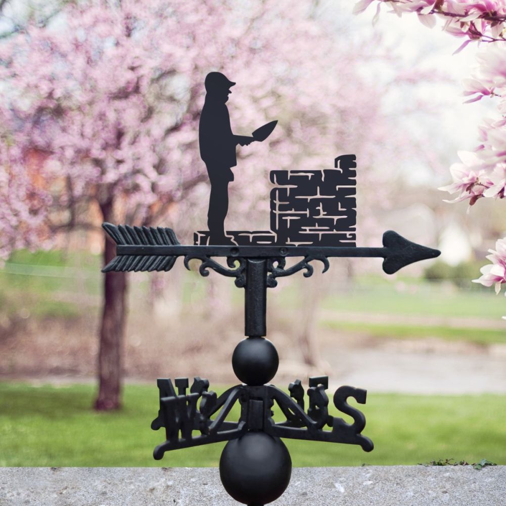Cast Iron & Steel Bricklayer Weathervane in a Blossom Setting