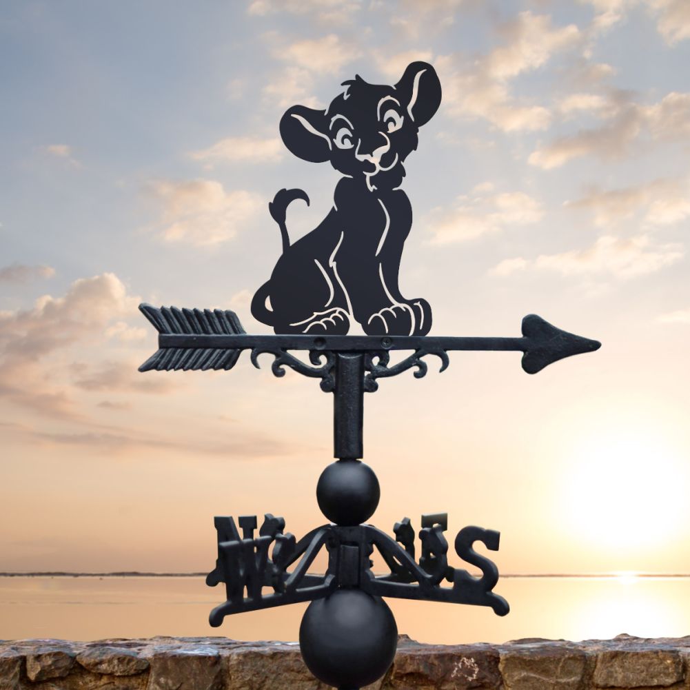 Cast Iron & Steel Cartoon Lion Cub Weathervane 