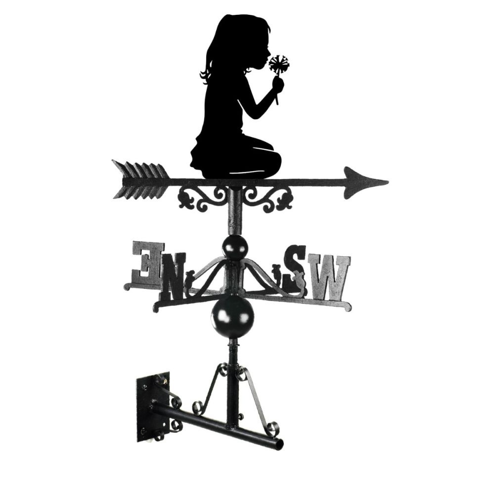 Cast Iron & Steel Child Silhouette Weathervane on a White Background
