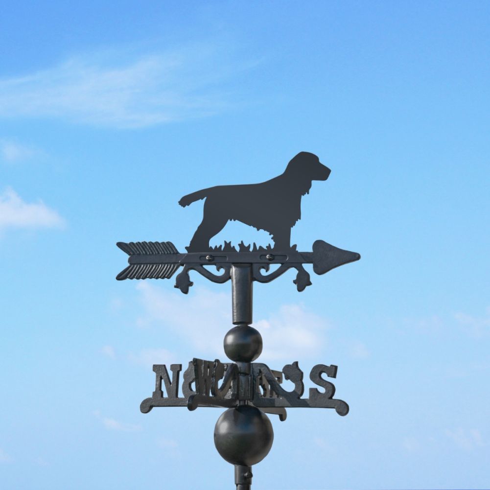 Cast Iron & Steel Cocker Spaniel Miniature Weathervane On A Blue Sky