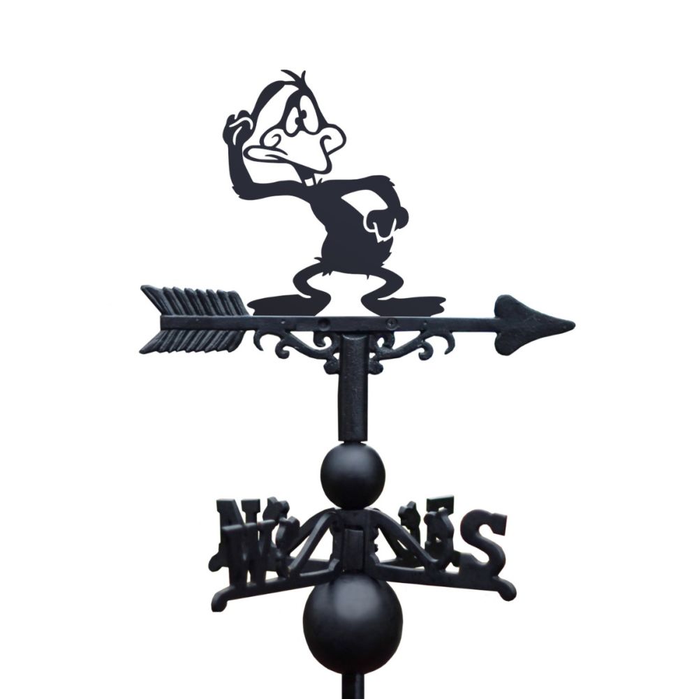 Cast Iron & Steel Cross-Eyed Duck Weathervane On A White Background