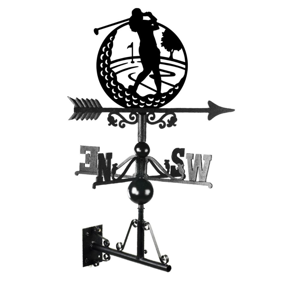 Full Cast Iron & Steel Female Golfer Weathervane