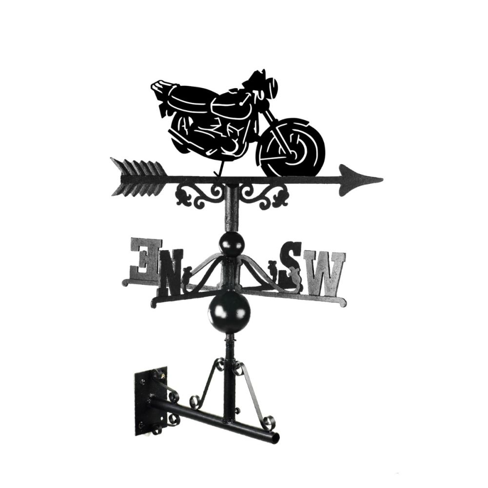 Cast Iron & Steel GT250 Motorcycle Weathervane On A White Background