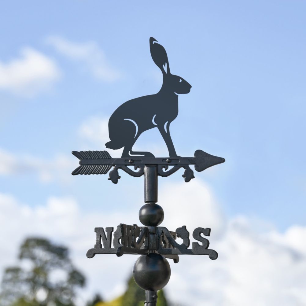 Cast Iron & Steel Hare Miniature Weathervane In Situ