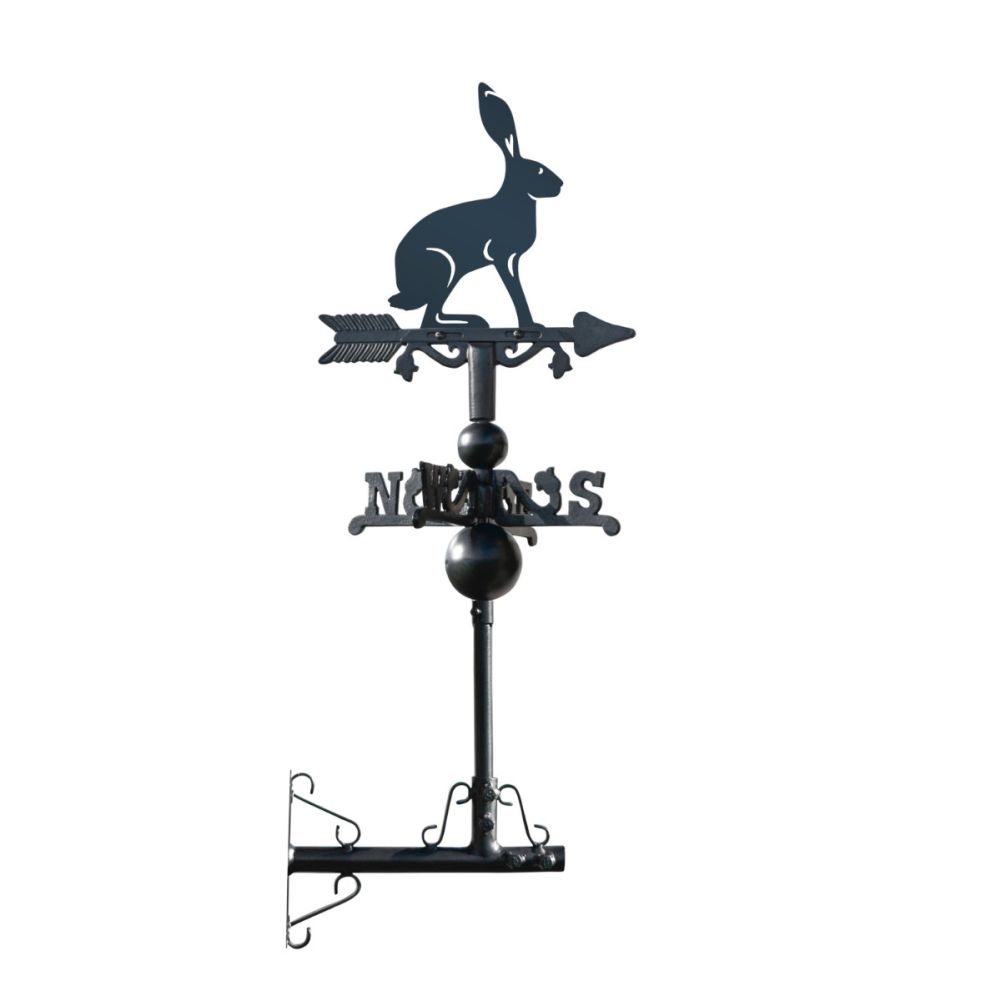 Cast Iron & Steel Hare Miniature Weathervane On A White Background