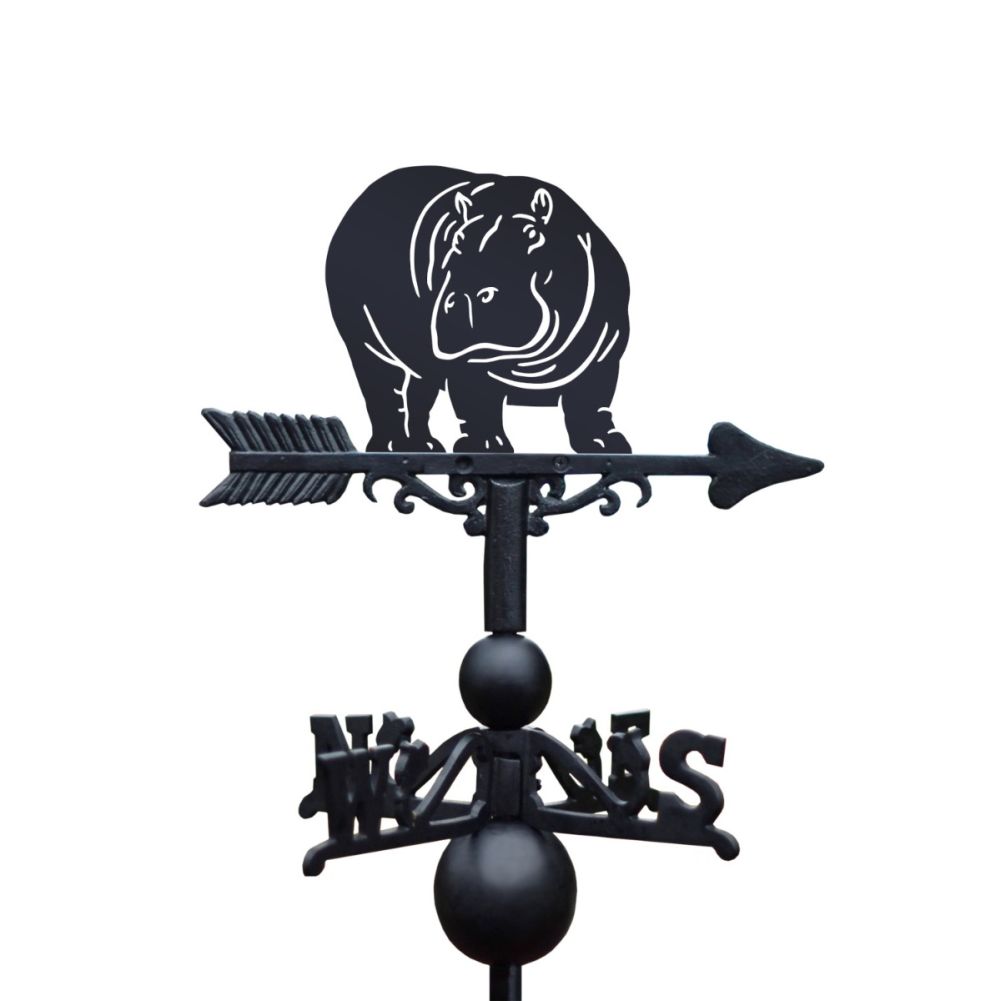 Close Up Of Cast Iron & Steel Hippopotamus Weathervane Topper