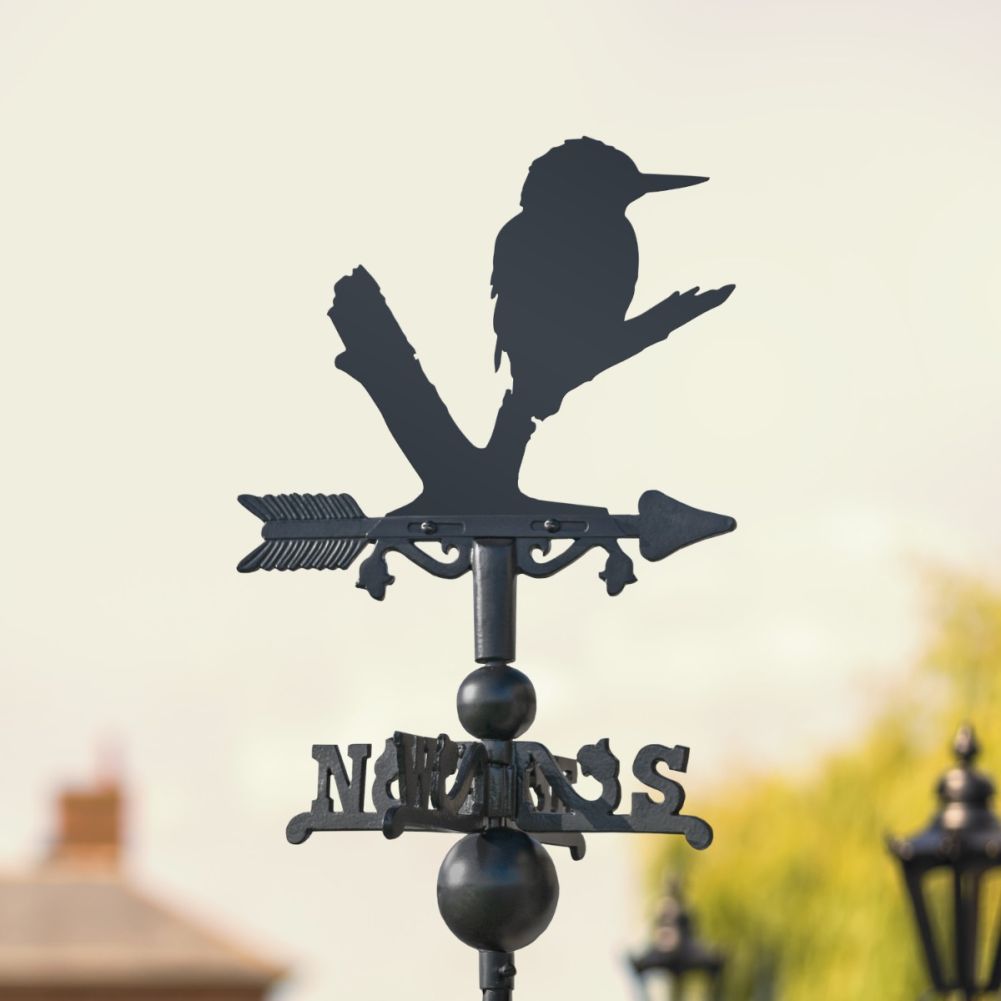 Cast Iron & Steel Kingfisher Miniature Weathervane In Situ