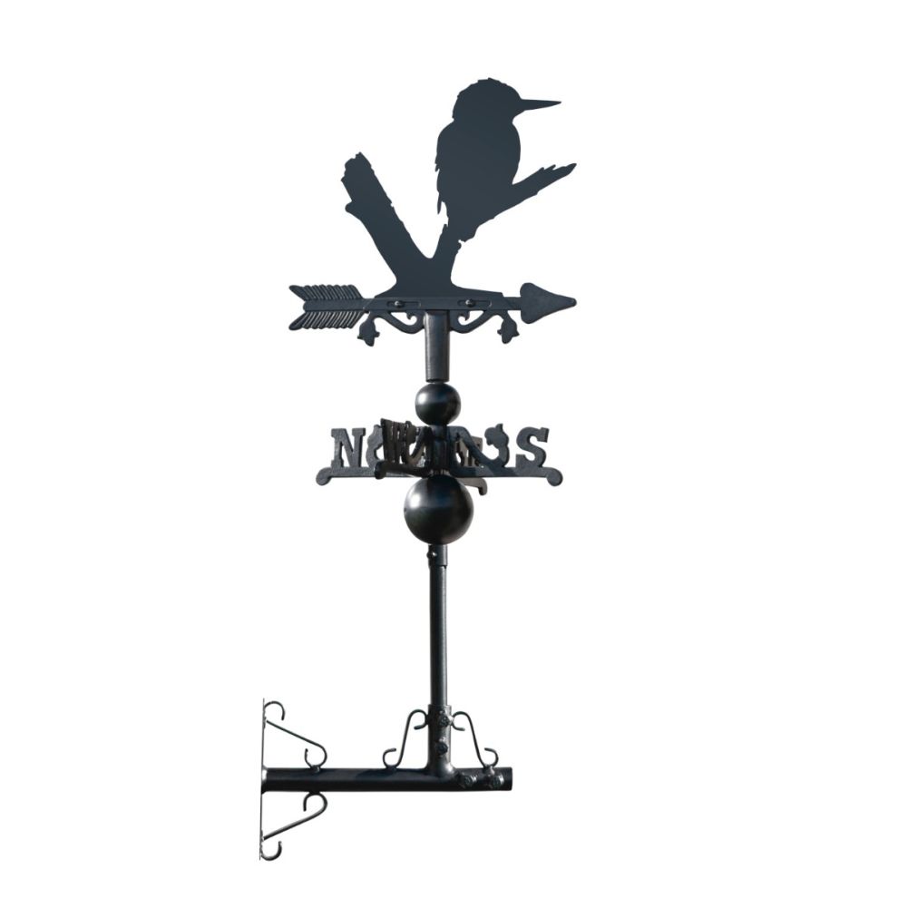 Cast Iron & Steel Kingfisher Miniature Weathervane On A White Background