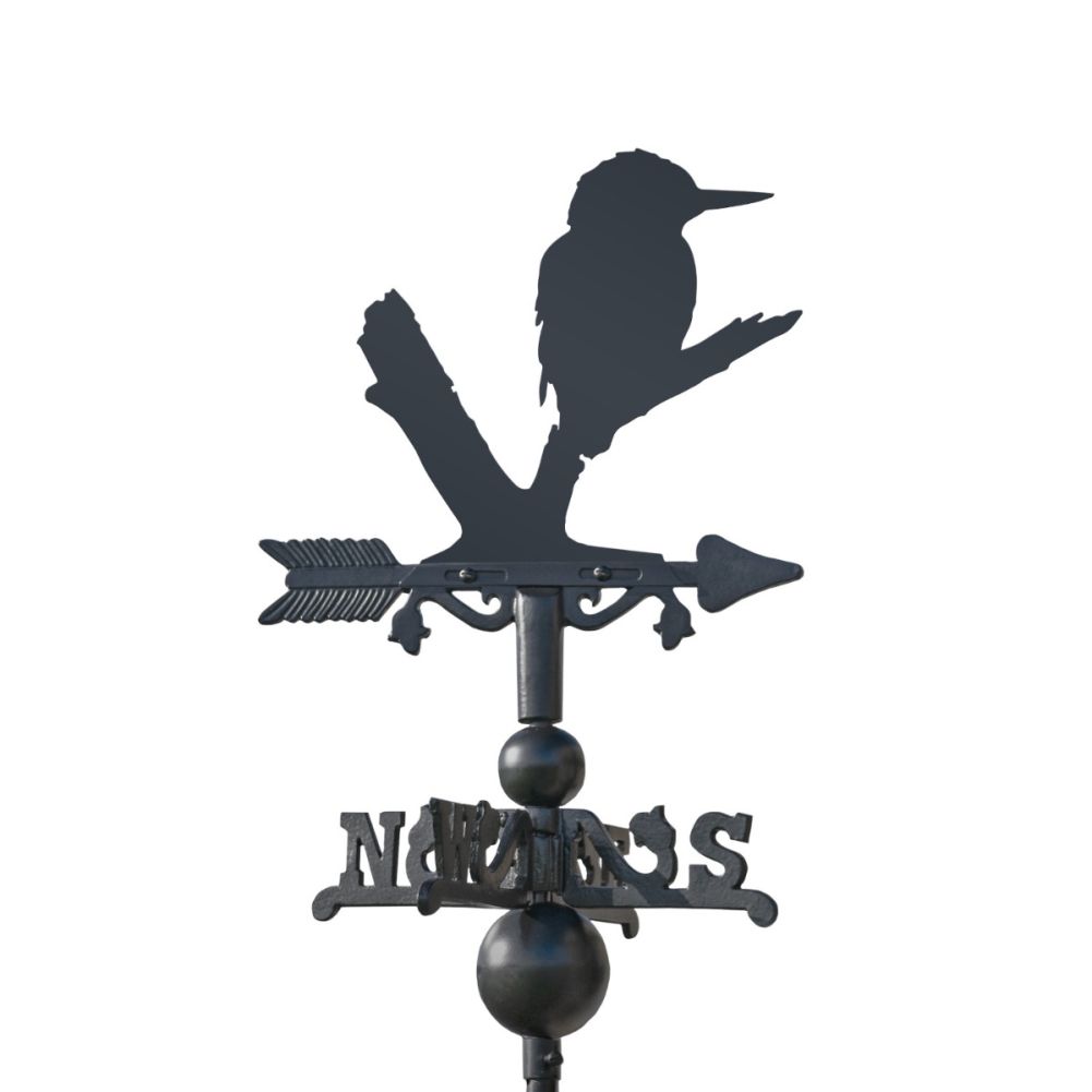 Close Up Of Cast Iron & Steel Kingfisher Miniature Weathervane Topper