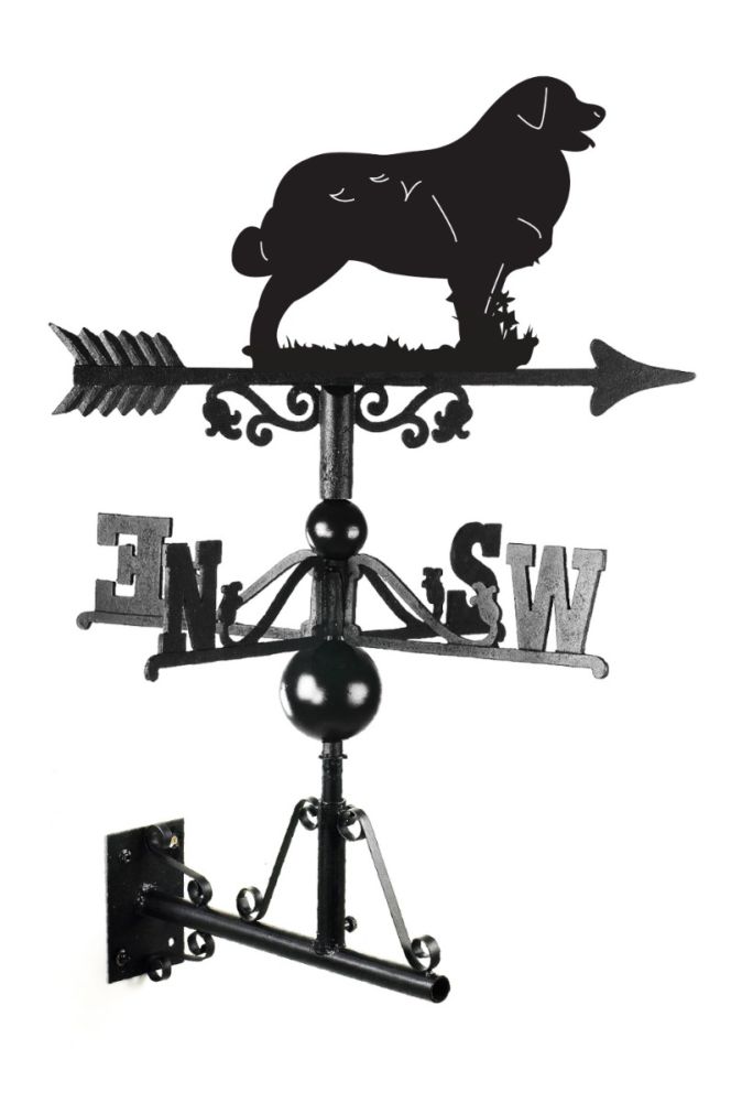 Cast Iron & Steel Leonberger Dog Weathervane On A White Background
