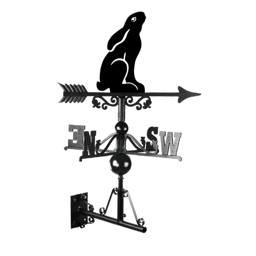 Cast Iron & Steel Moongazing Hare Weathervane on a White Background
