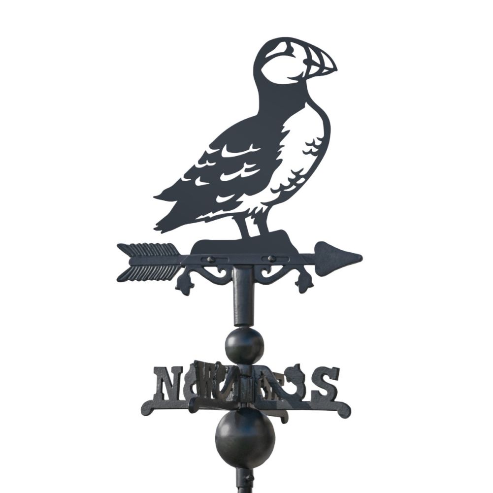 Close Up Of Cast Iron & Steel Puffin Miniature Weathervane Topper