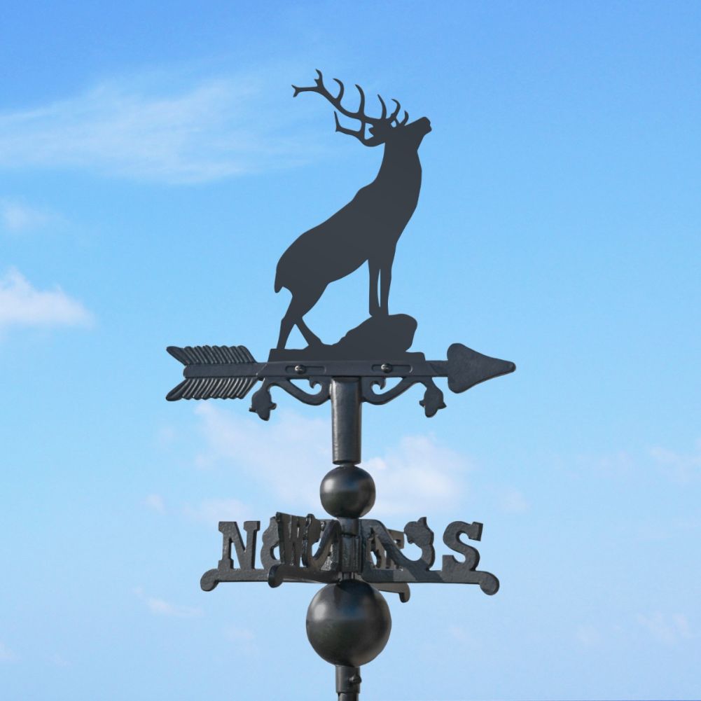 Cast Iron & Steel Stag Miniature Weathervane Underneath A Blue Sky