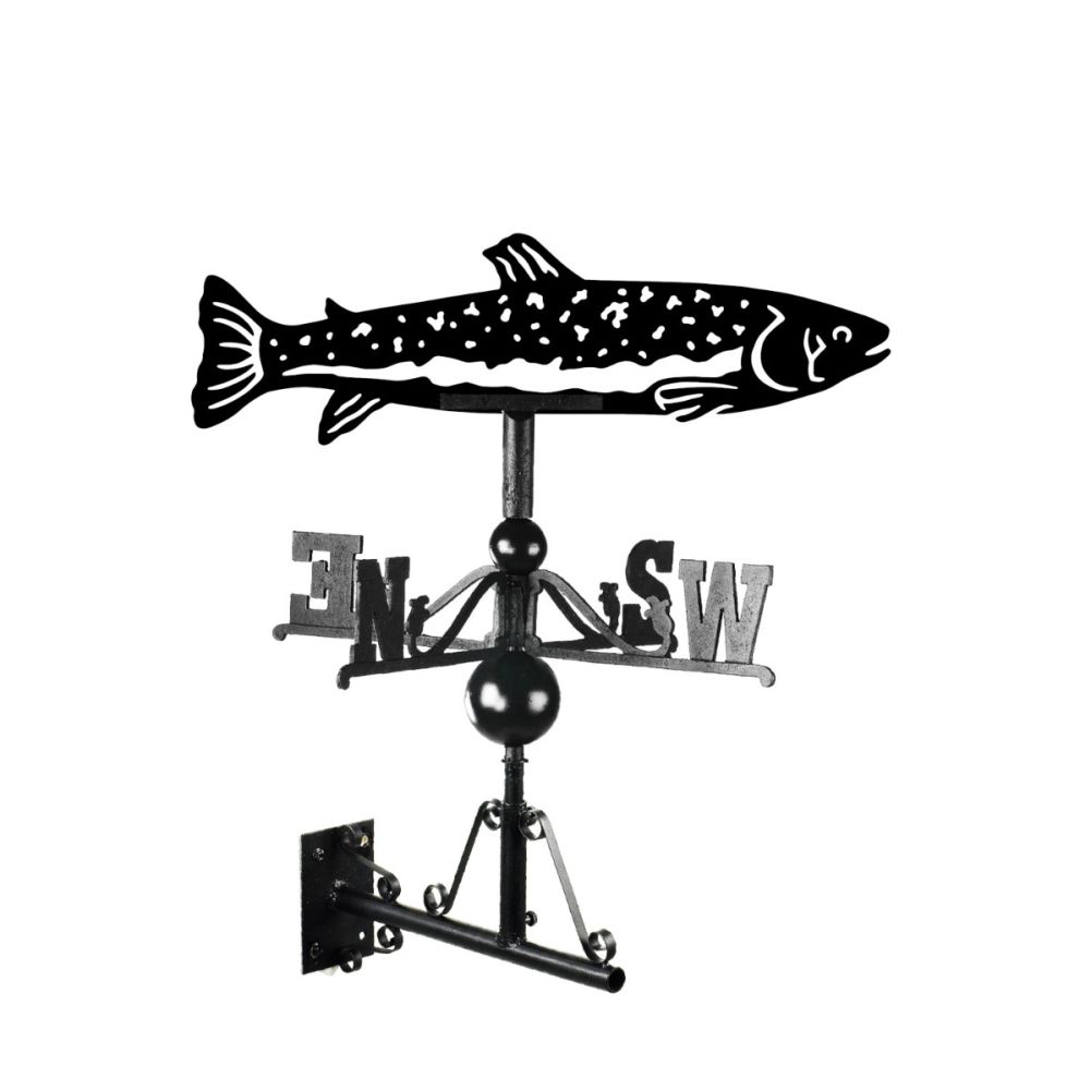 Cast Iron & Steel Trout Weathervane On A White Background