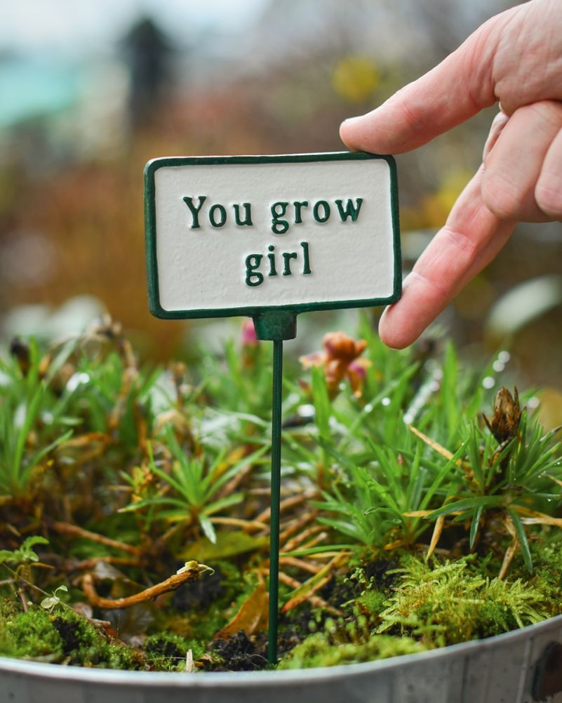 Cast Iron 'You Grow Girl' Humorous Plant Pot Spike