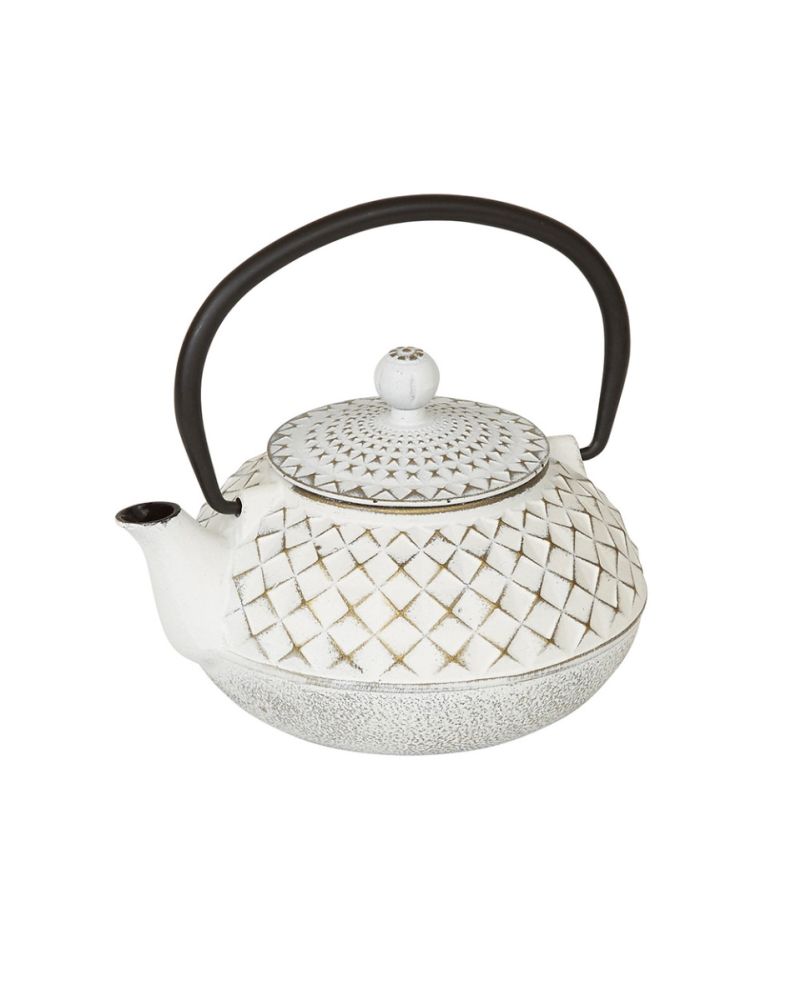 Cat Iron 'Yuki' Ivory & Gold Japanese Tea Pot - 0.5L