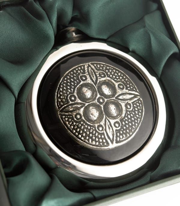 Stainless Steel and Pewter Celtic Design Whisky Flask