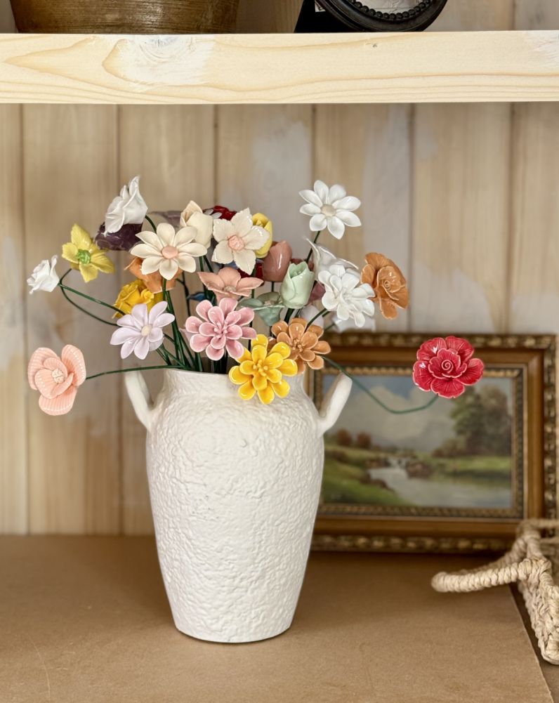 Ceramic Flower Bouquet On The Shelf