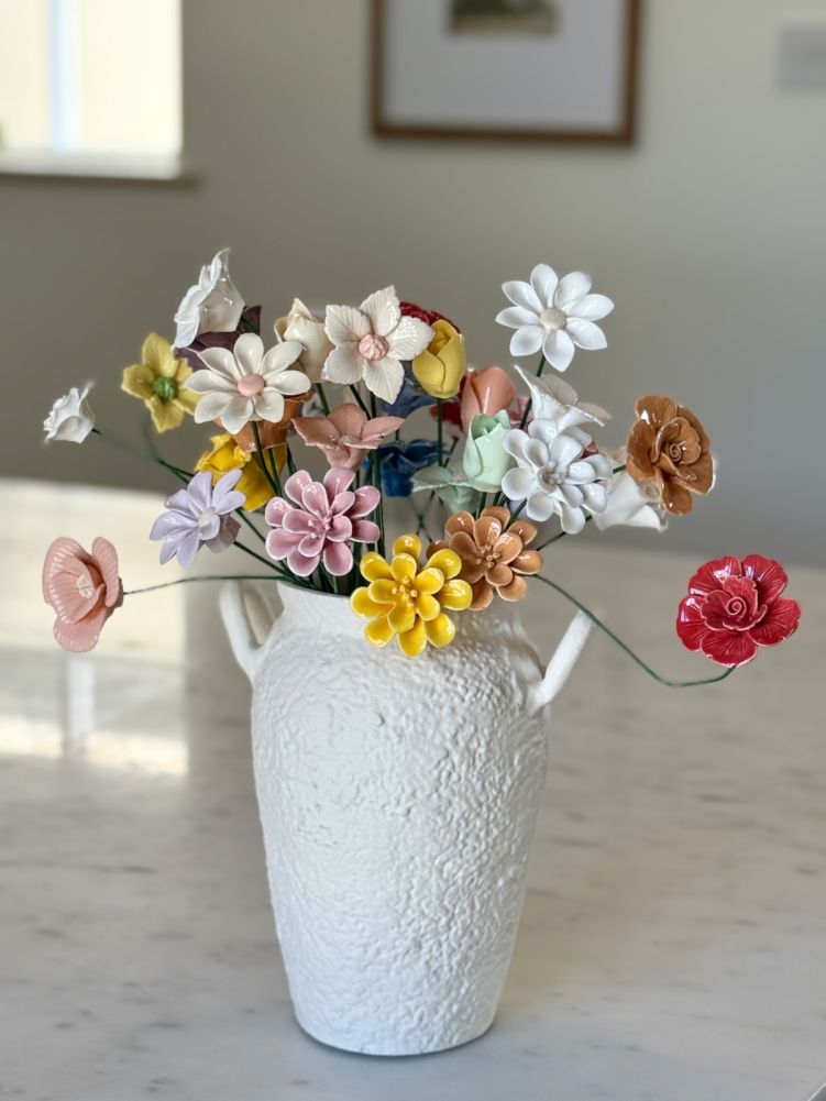  Ceramic Flower Bouquet On The Table
