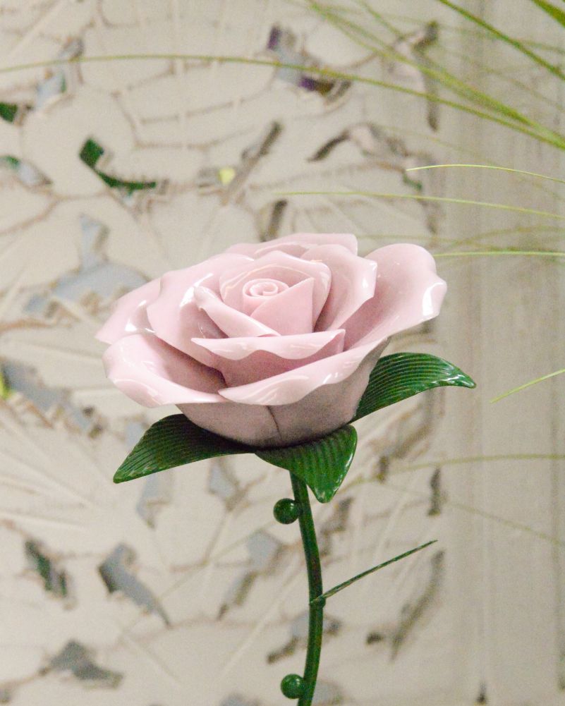 Close Up Of The Ceramic Rose Flower Ornate Flower Decoration - Lilac
