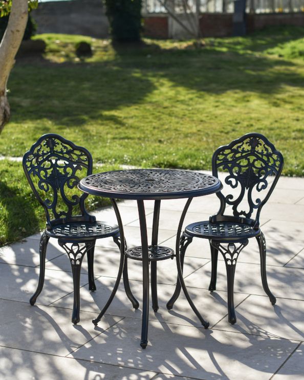 'Charingworth' Midnight Black Two Seater Garden Dining Set