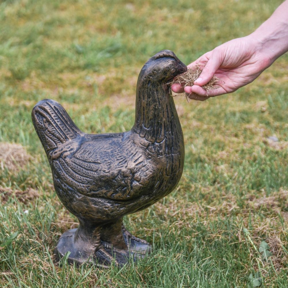 Chicken Brushed Bronze Sculpture Scale View