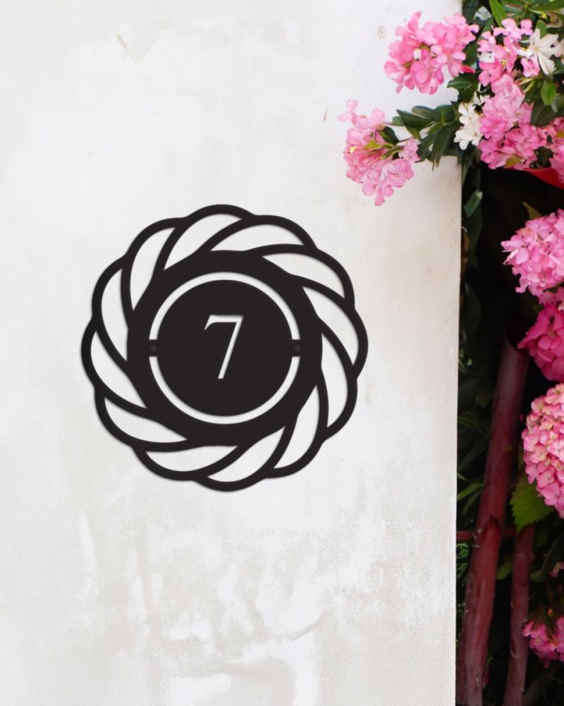 Circular Black Rope Design House Number Sign - 20cm