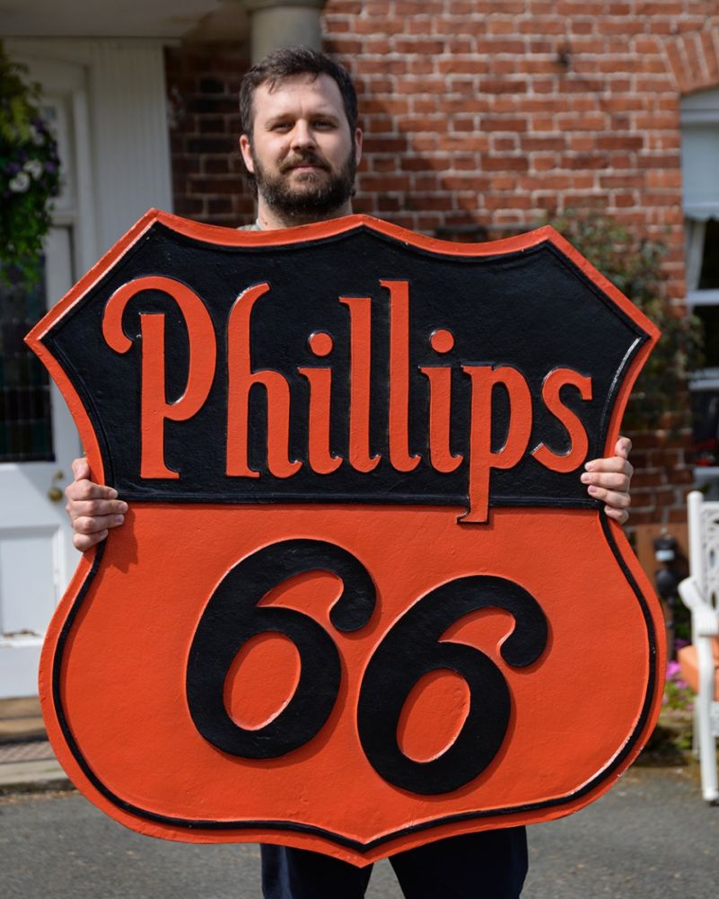Bespoke Cast Aluminium 'Phillips 66' Automobilia Sign - 92cm