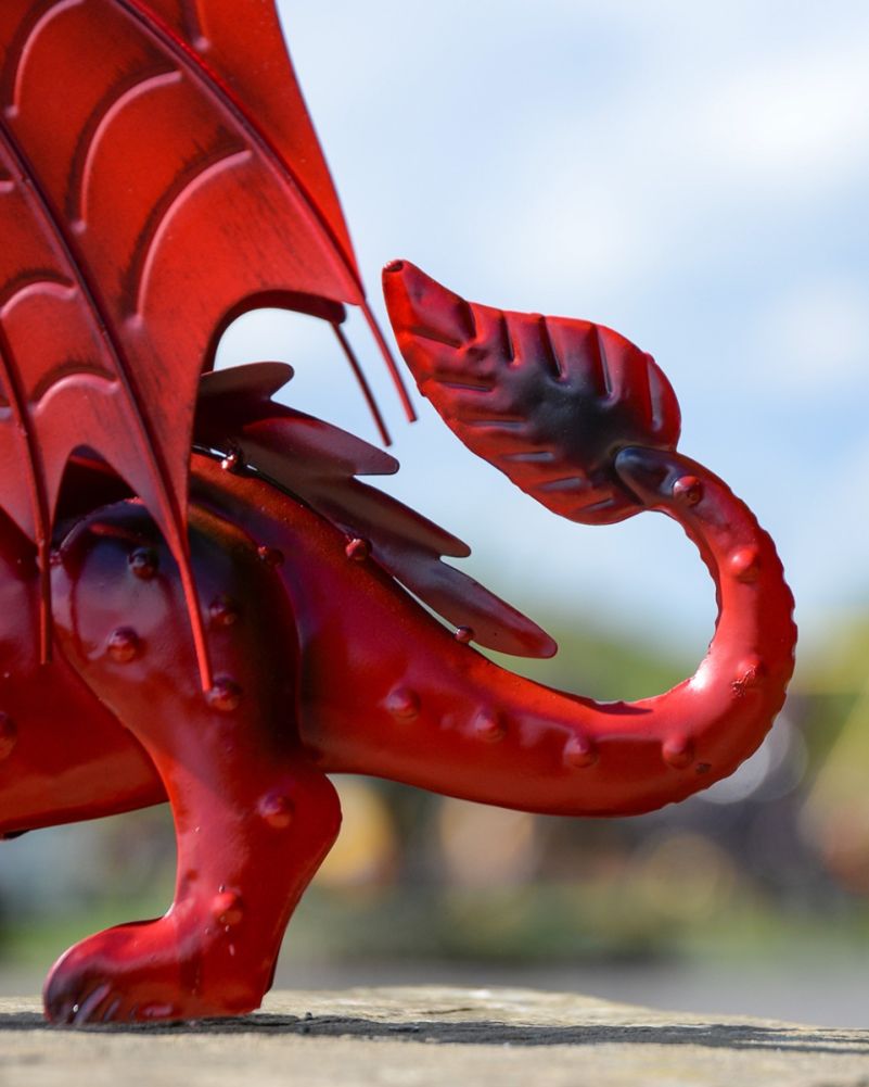 Red 'Clank' The Baby Dragon Garden Ornament Tail