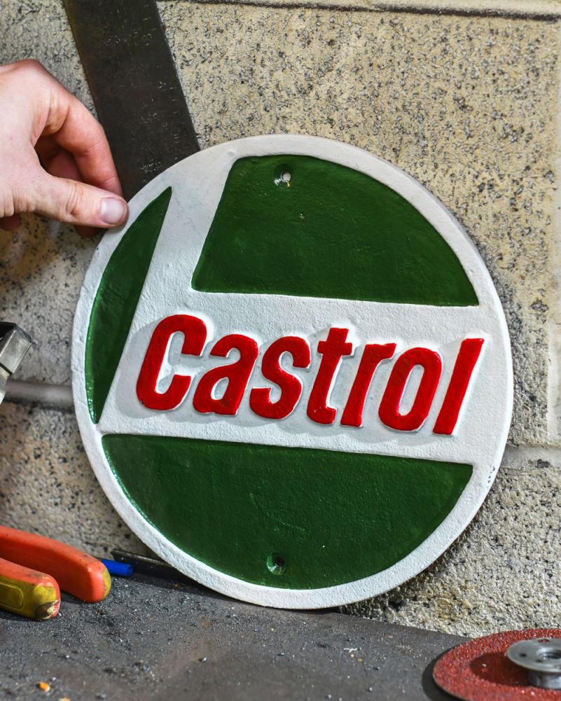 Classic 'Castrol Oil' Cast Iron Automobilia Sign To Scale