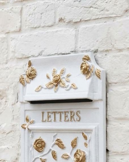 digital illustration white postbox wall mounted close up