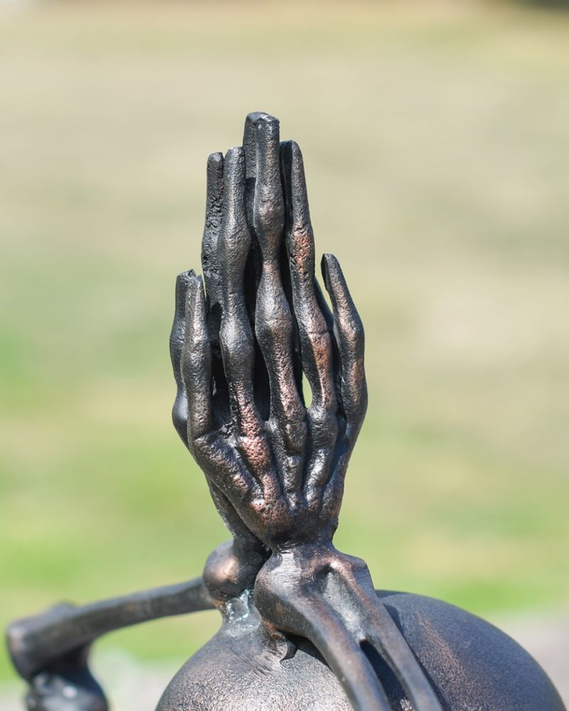 'Pax' The Tranquil Aluminium Skeleton Sculpture - Copper Details