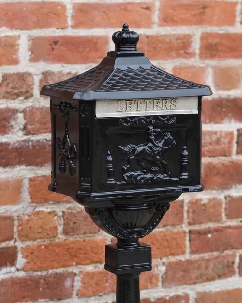 Close Up Of The Midnight Black Freestanding Post Box Digital Illustration