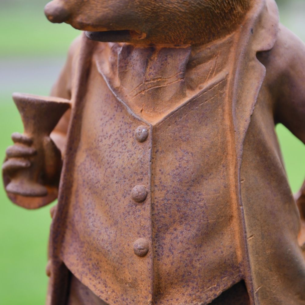 Mouse in a Suit Cast Iron Rustic Sculpture - Large Suit Detail