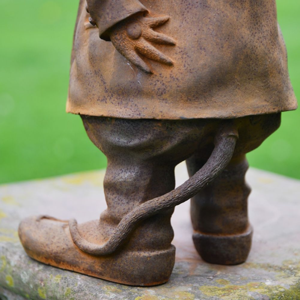 Mouse in a Suit Cast Iron Rustic Sculpture - Large Back Detail