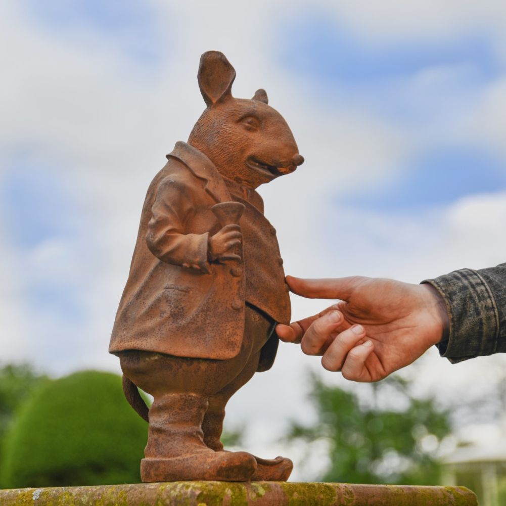 Mouse in a Suit Cast Iron Rustic Sculpture - Large Scale View