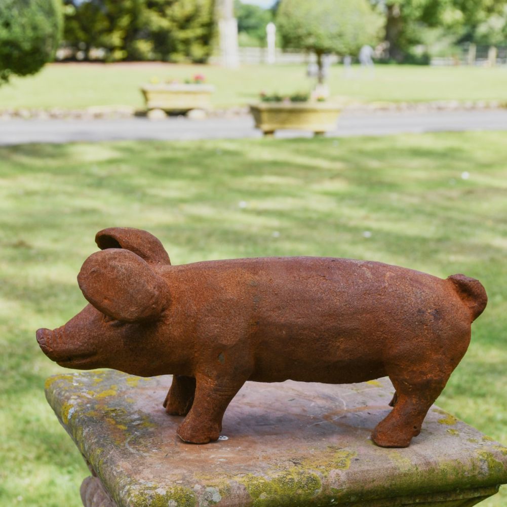 Pig Cast Iron Rustic Sculpture - Large