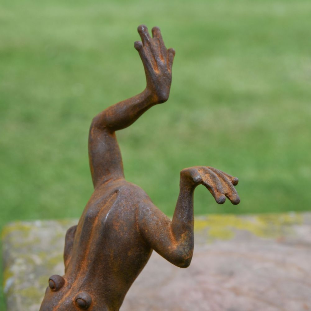 Handstand Frog Cast Iron Rustic Sculpture Leg Detail