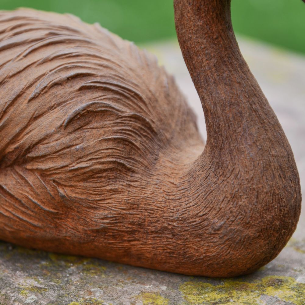 Flamingo And Crown Cast Iron Rustic Sculpture Neck Detail