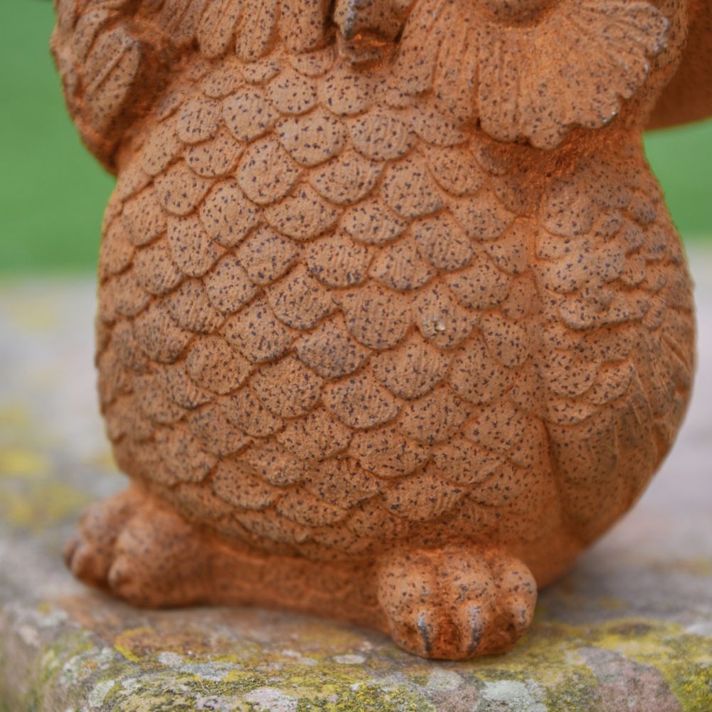 Owl with Hat Cast Iron Rustic Sculpture Body Detail