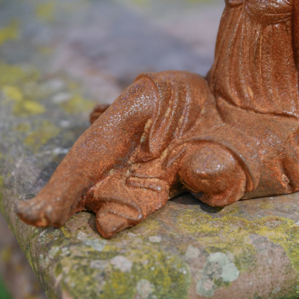 Sitting Fairy Cast Iron Rustic Sculpture Leg Detail