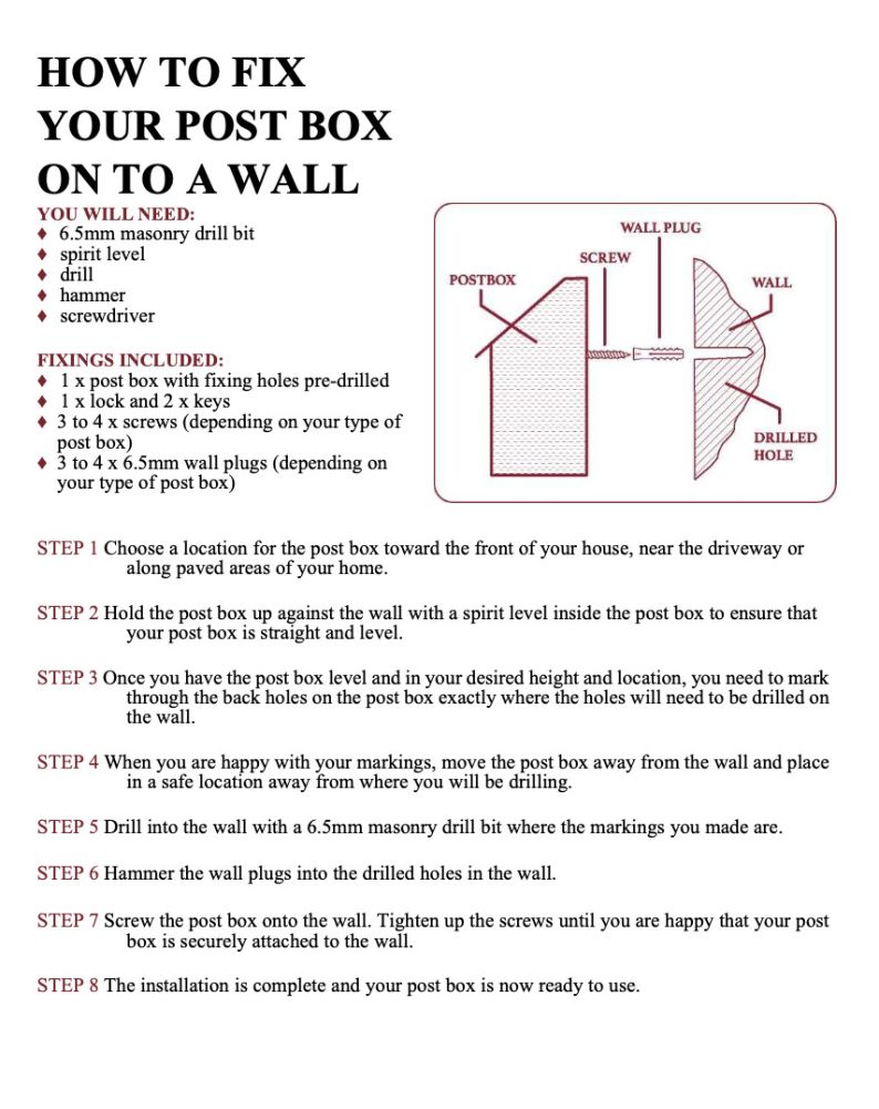 Personalised Wall Mounted Post Box Instructions