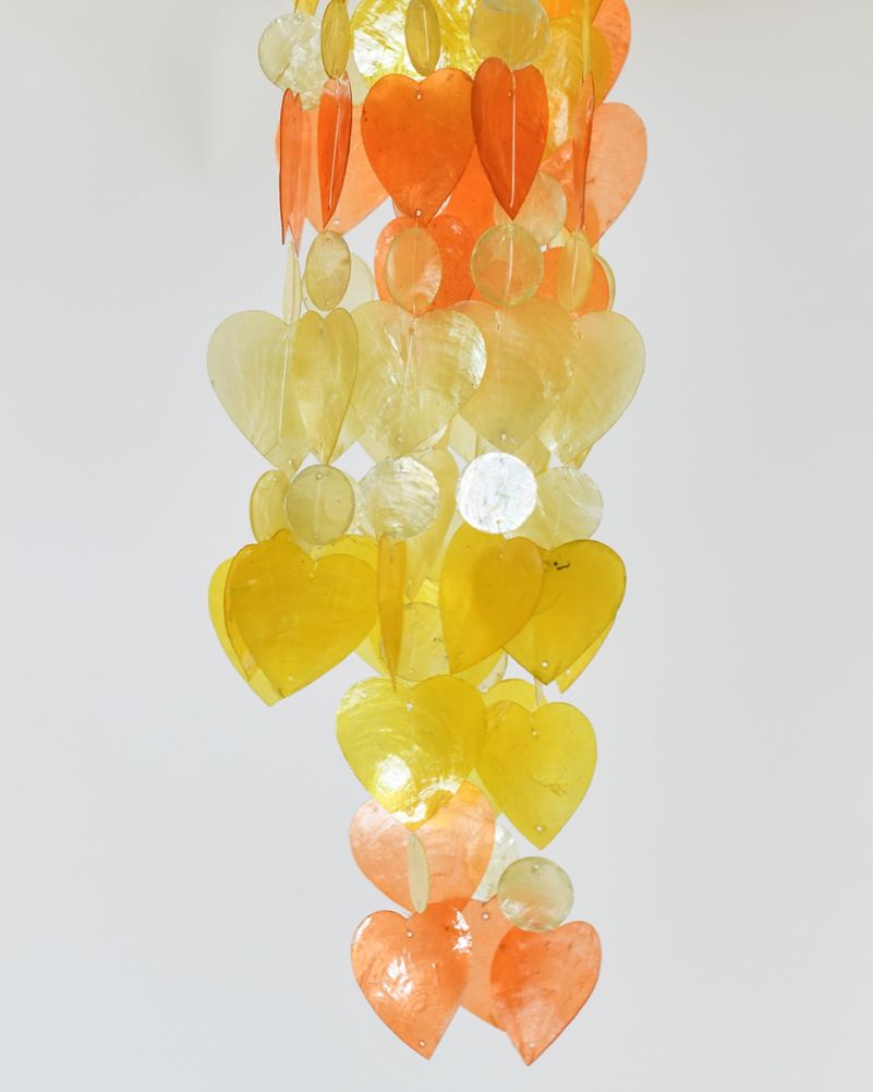 Coconut & Shell Ornate Heart Wind Chime - Orange Details