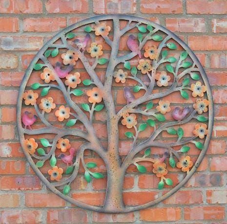 Colourful Rustic Tree Wall Art in Situ Outdoors