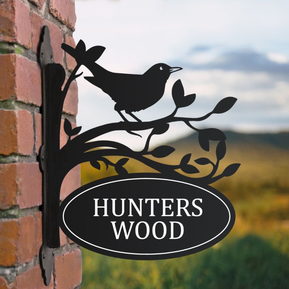 Common Blackbird Iron Bracket House Name Sign In A Farm Setting