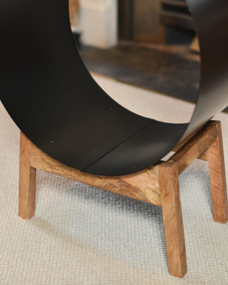 Log Holder With Wooden Legs 
