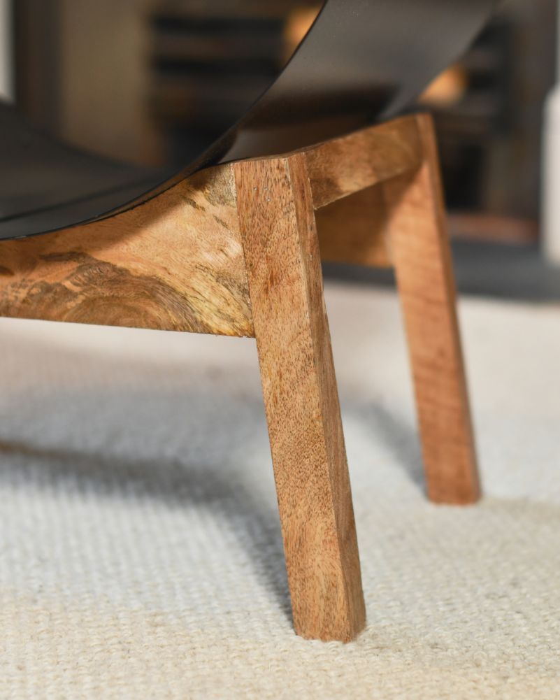 Wooden Legs From The Contempoary Round Steel 'Hever' Log Holder