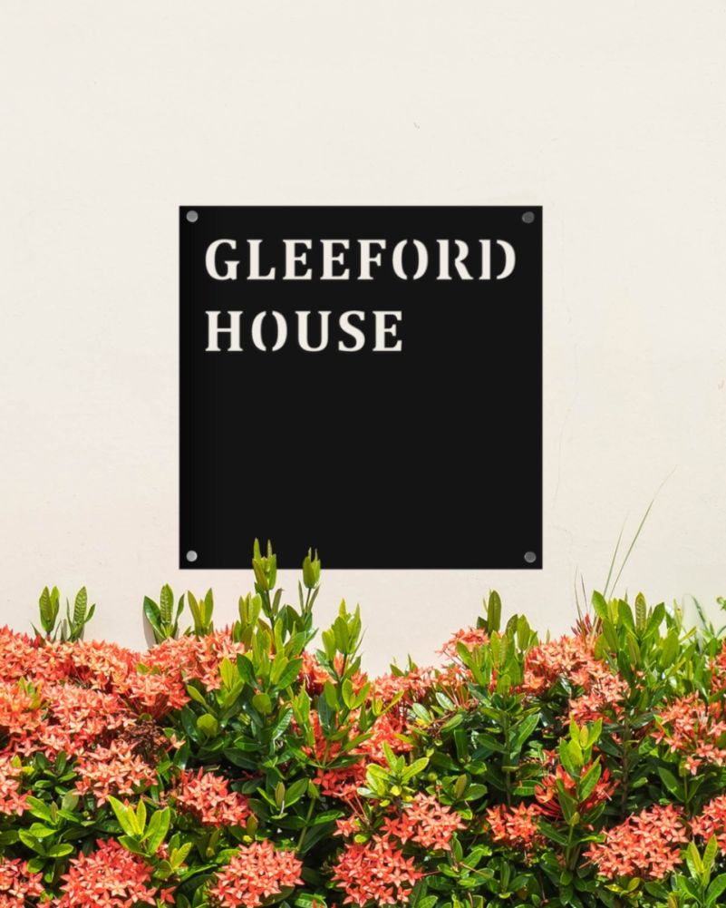 Contemporary Black Steel Simplistic House Name Sign - 30cm
