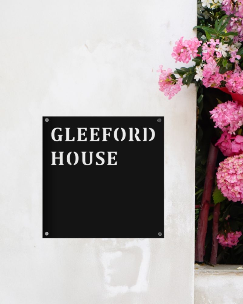 Contemporary Black Steel Simplistic House Name Sign - 30cm On The Wall